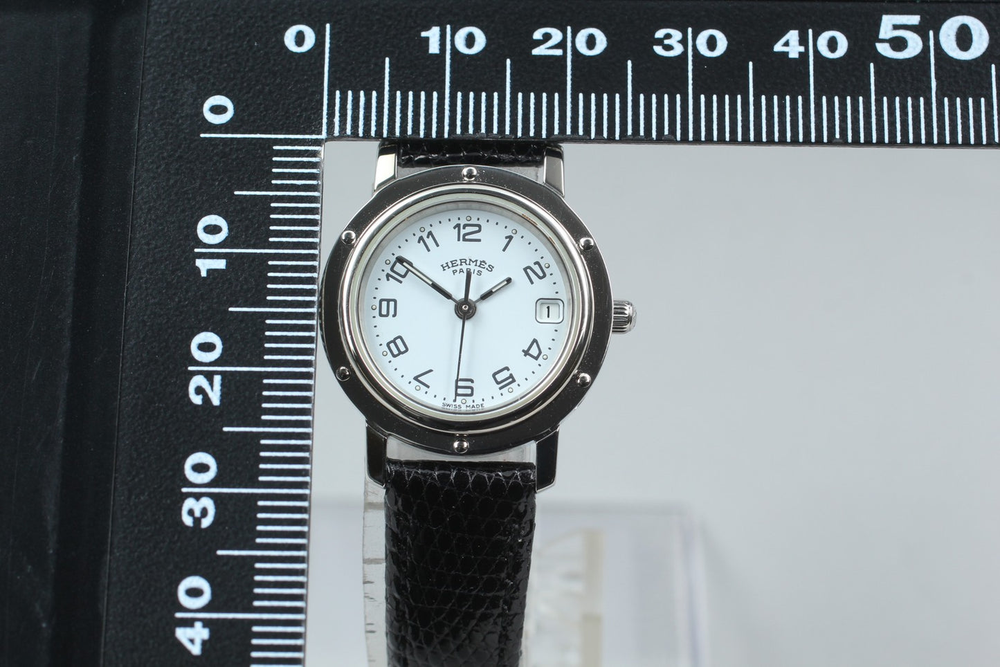 Near MINT / Box Paper HERMES Clipper CL4.210 Date White Quartz 24mm Ladies Watch