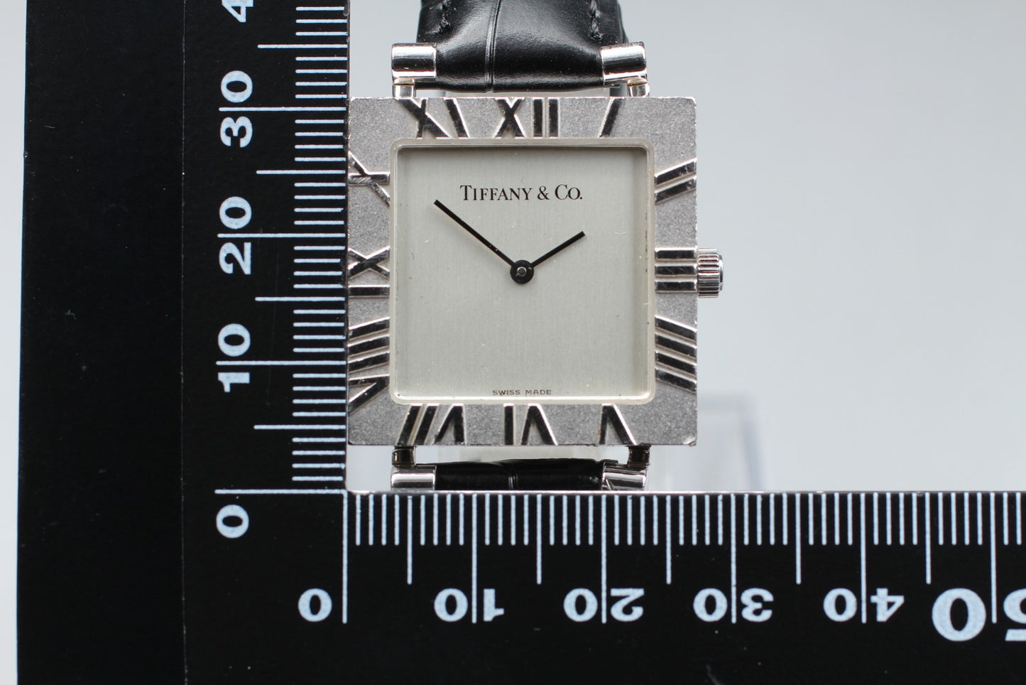 Exc+5 Tiffany & Co. Atlas M3640 Square Sterling Silver Quartz 27mm Men's Watch