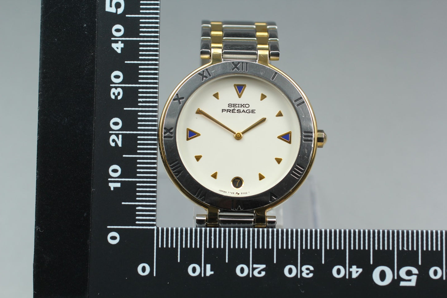 Vintage 1987 Near MINT* SEIKO Presage 7749-6000 Two-tone 34mm Quartz Watch JAPAN