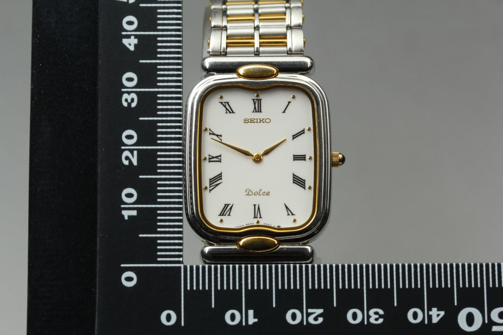 Near MINT SEIKO Dolce 9530-5050 White Quartz 25mm Men's Watch