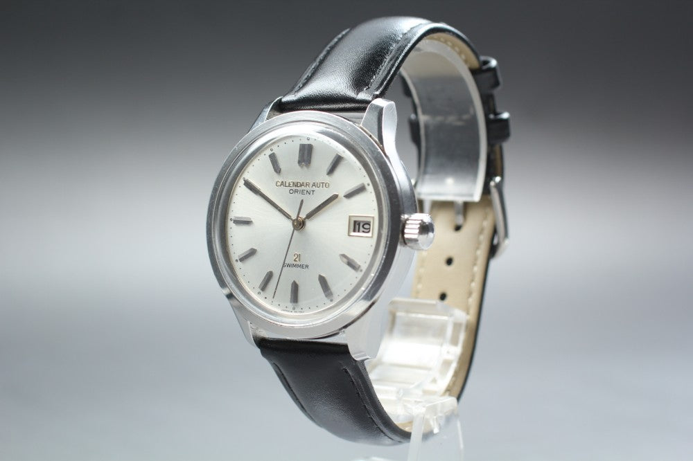 ORIENT Calendar Auto Swimmer F19770 Silver Auto 37.8mm Men's Watch 1960s