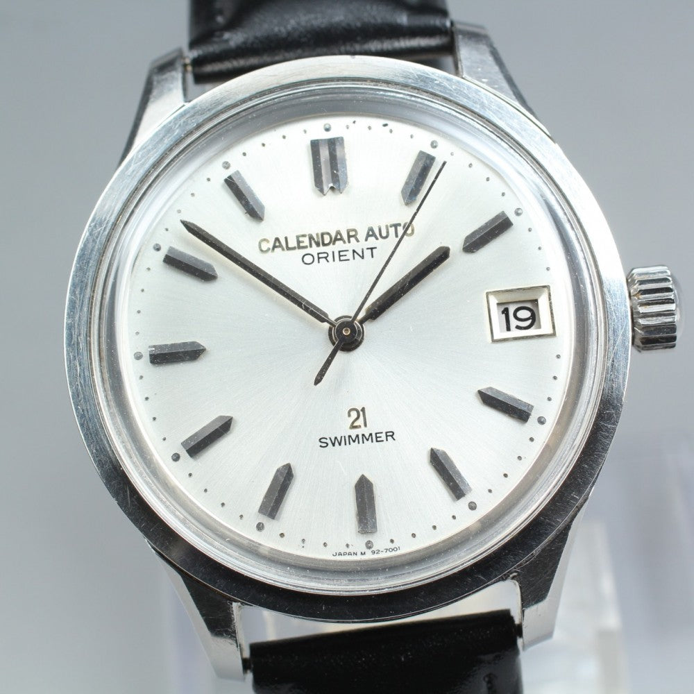 ORIENT Calendar Auto Swimmer F19770 Silver Auto 37.8mm Men's Watch 1960s