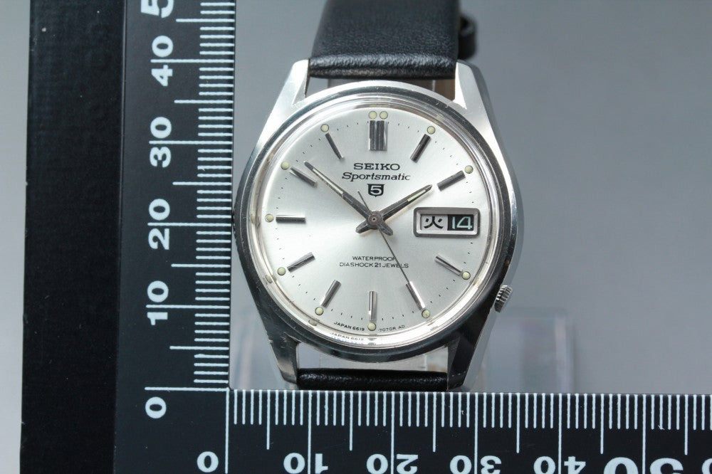 Near MINT SEIKO 5 6619-7070 Silver Auto 35.4mm Men's Watch 1967