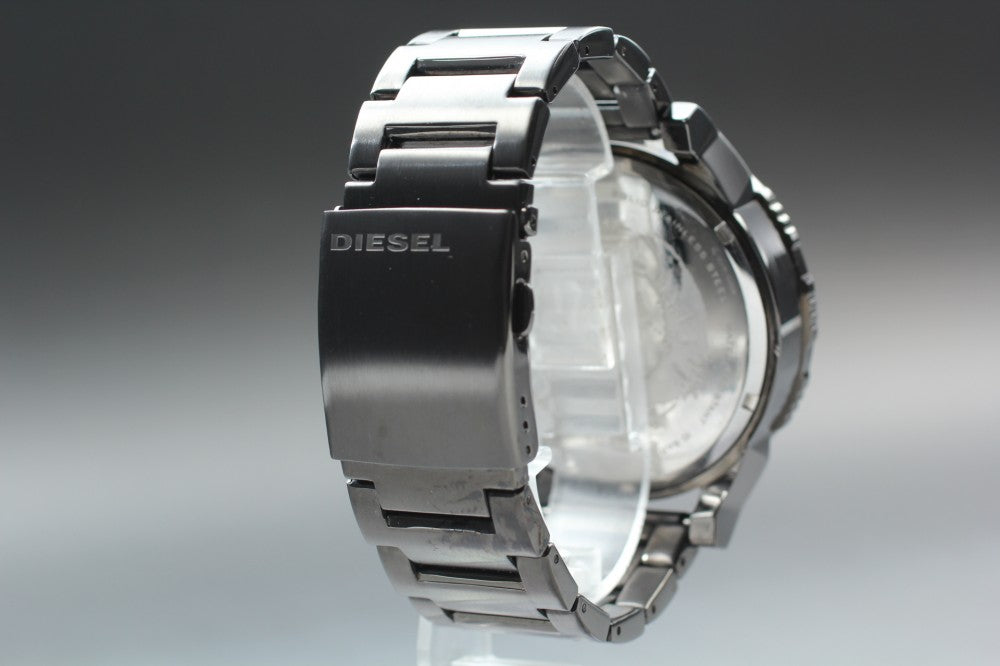 Near MINT DIESEL Double Down DZ-4314 Black Quartz 49.5mm Men's Watch