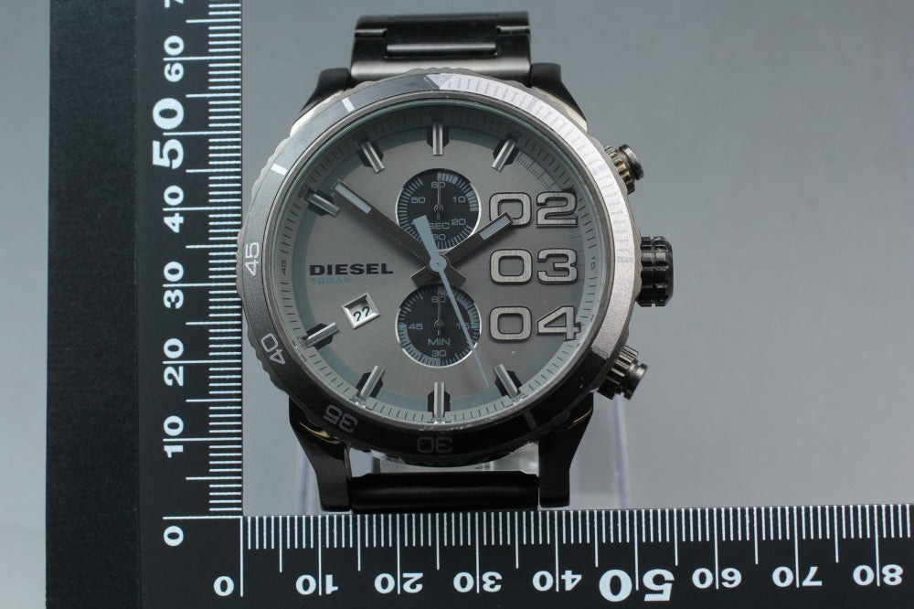 Near MINT DIESEL Double Down DZ-4314 Black Quartz 49.5mm Men's Watch