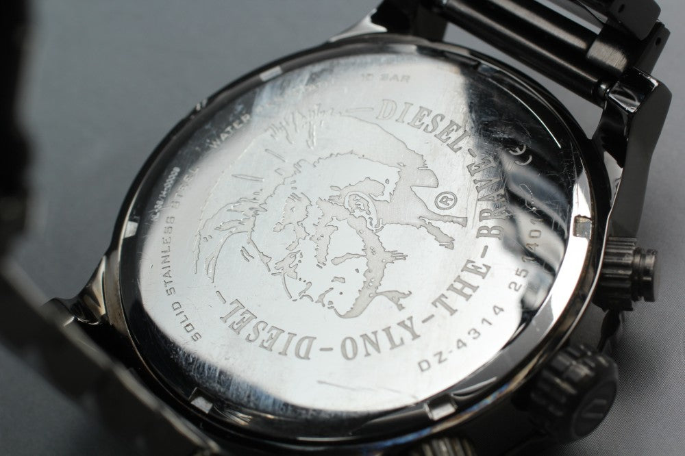 Near MINT DIESEL Double Down DZ-4314 Black Quartz 49.5mm Men's Watch