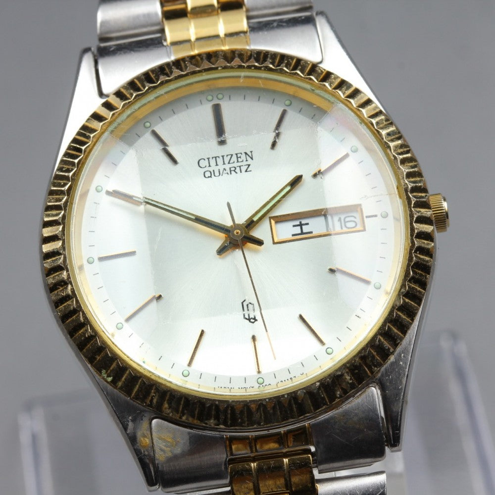 CITIZEN CQ 6100-K09311 Silver Quartz 34.4mm Men's Watch 1989