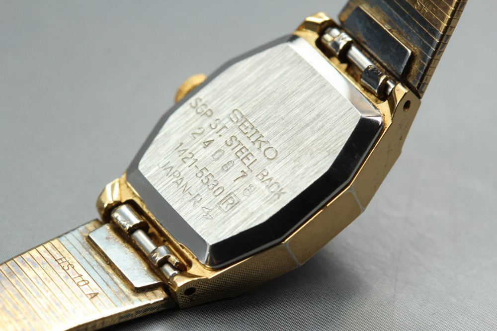 SEIKO Bracelet 1421-5530 Gold Quartz 17mm Ladies Watch 1982