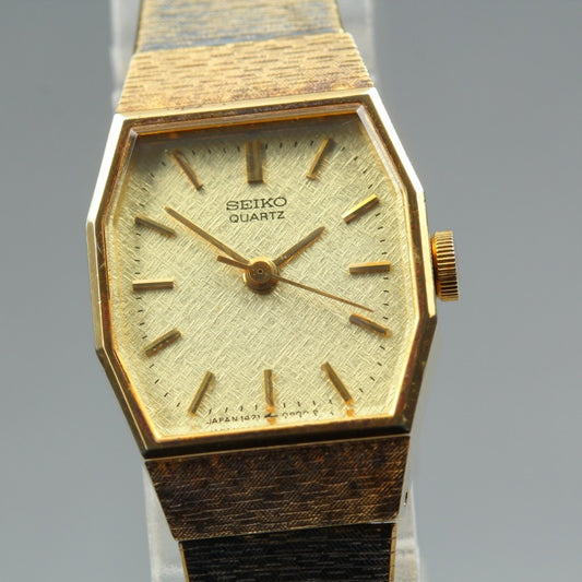 SEIKO Bracelet 1421-5530 Gold Quartz 17mm Ladies Watch 1982
