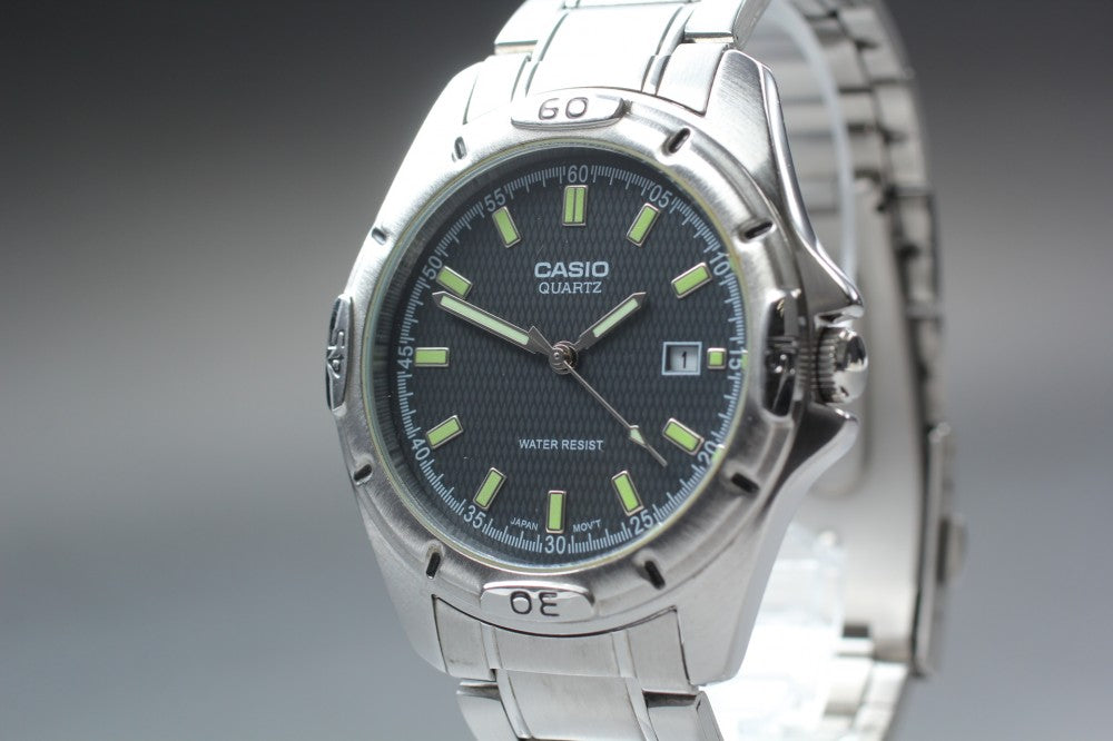 Near MINT CASIO MTP-1244 Black Quartz 41mm Men's Watch