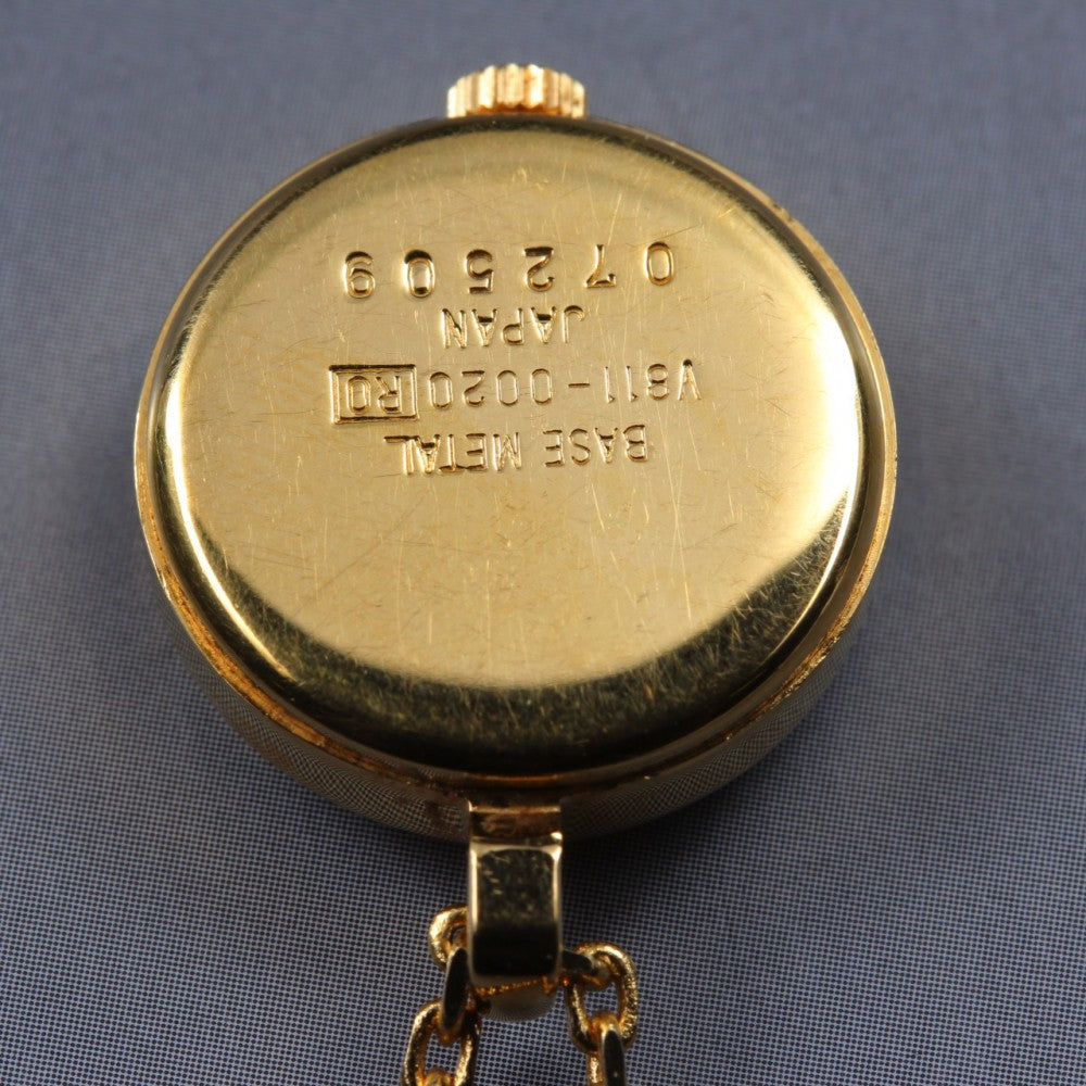 Near MINT SEIKO Aruba V811-0020 Gold Quartz 18.4mm Ladies Pocket Watch