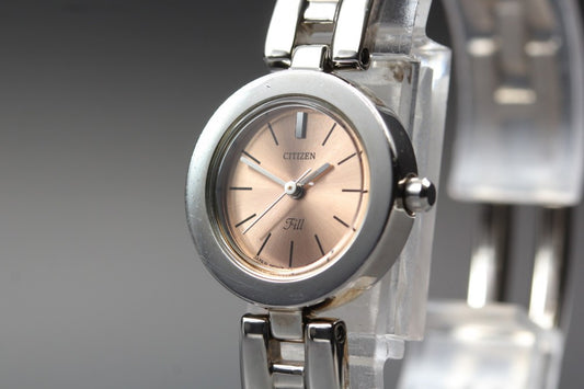 Near MINT CITIZEN Fill 5930-K12860 Pink Quartz 21.2mm Ladies Watch