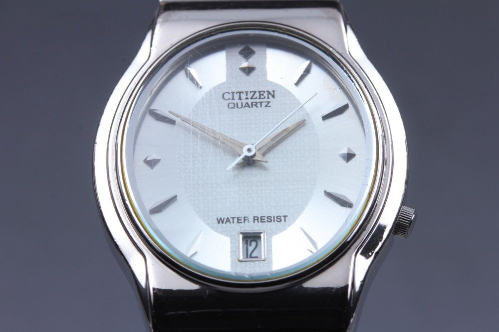 CITIZEN 5510-S70223 Silver Quartz 30.4mm Men's Watch 1990