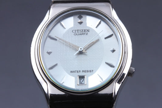 CITIZEN 5510-S70223 Silver Quartz 30.4mm Men's Watch 1990