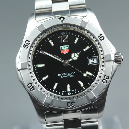 Near MINT TAG Heuer 2000 Professional WK1110-0 Black Quartz 37mm Men's Watch