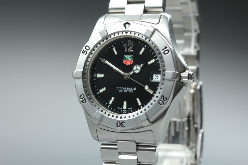 Near MINT TAG Heuer 2000 Professional WK1110-0 Black Quartz 37mm Men's Watch