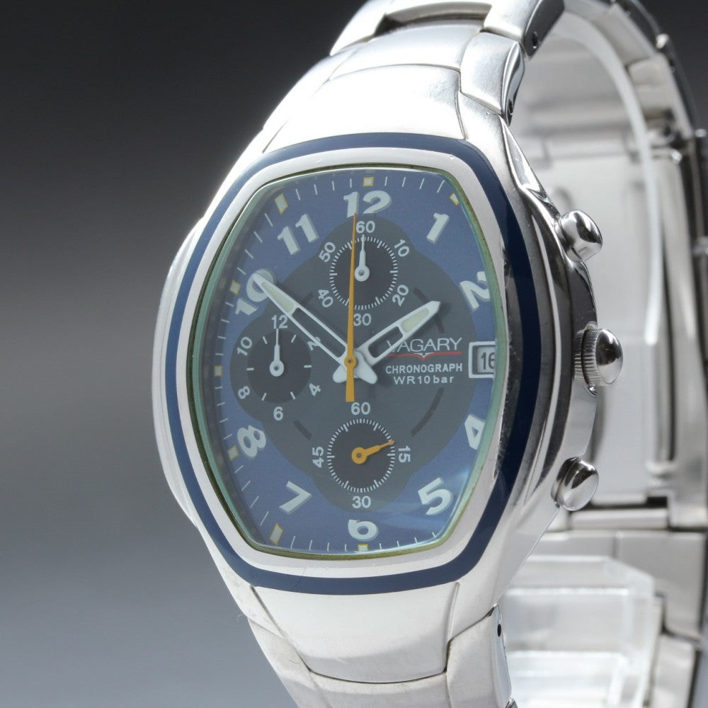 Near MINT CITIZEN VAGARY 0F10-S017530 Silver Quartz 37.6mm Men's Watch
