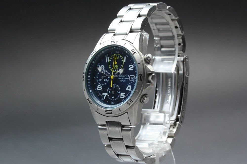 SEIKO 7T92-0DX0 Blue Quartz 40.2mm Men's Watch