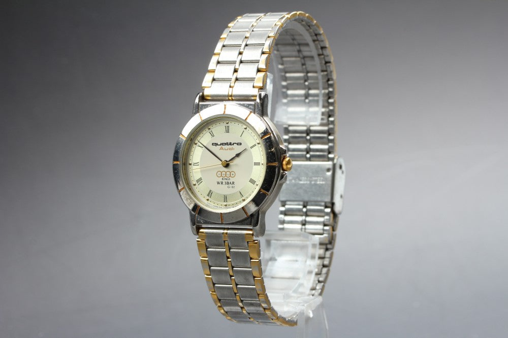 Audi Quattro G-02 Gold Quartz 31.3mm Men's Watch