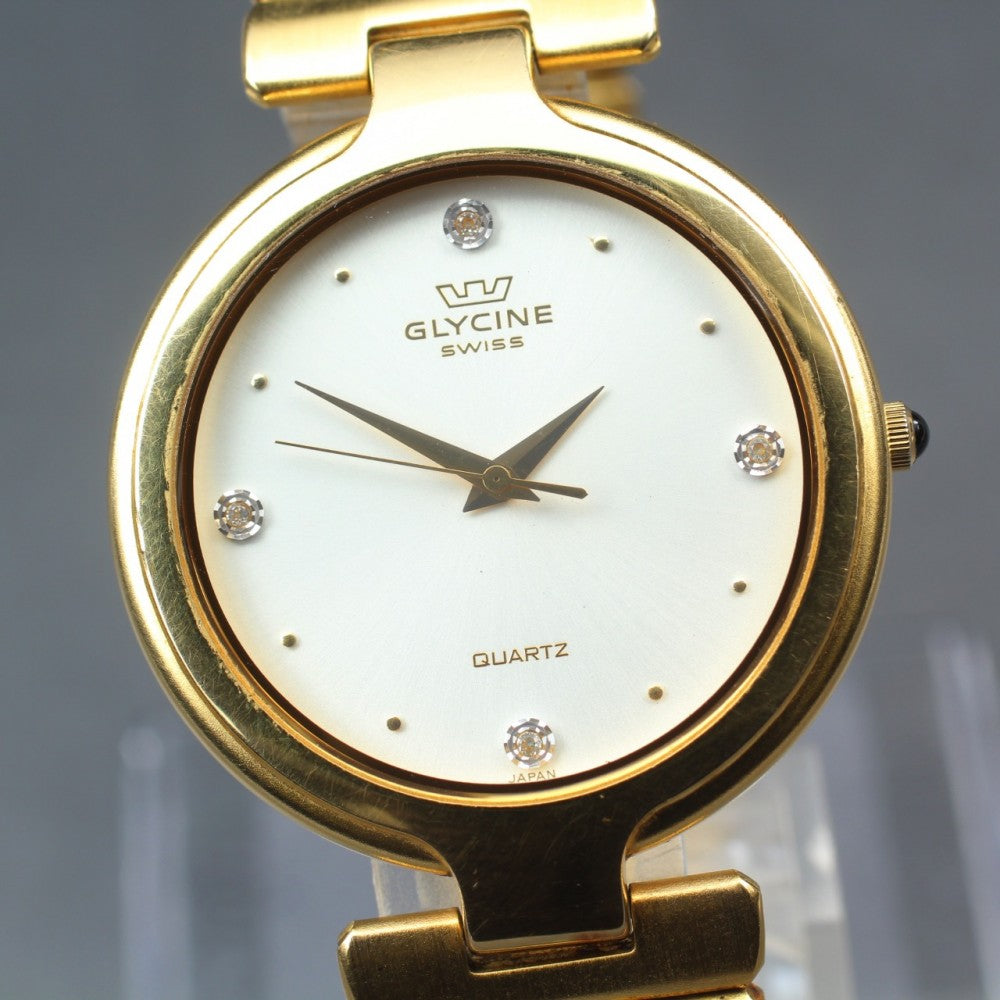 Near MINT Glycine Silver Quartz 33mm Men's Watch