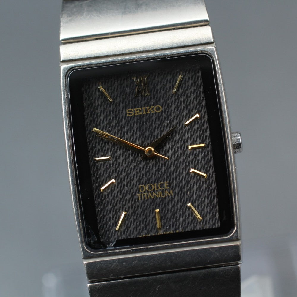SEIKO Dolce 4J41-5000 Black Quartz 22.5mm Unisex Watch 1996