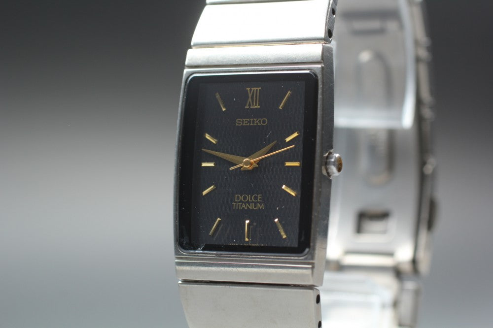 SEIKO Dolce 4J41-5000 Black Quartz 22.5mm Unisex Watch 1996