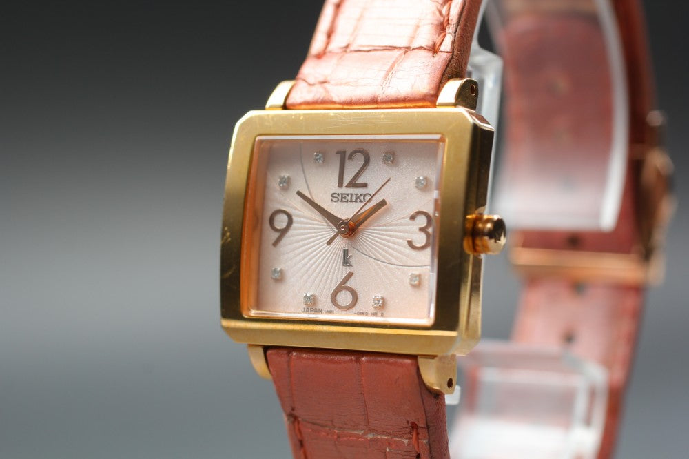 Near MINT SEIKO Lukia 1N01-0LZ0 Pink Solar 25mm Ladies Watch 1997