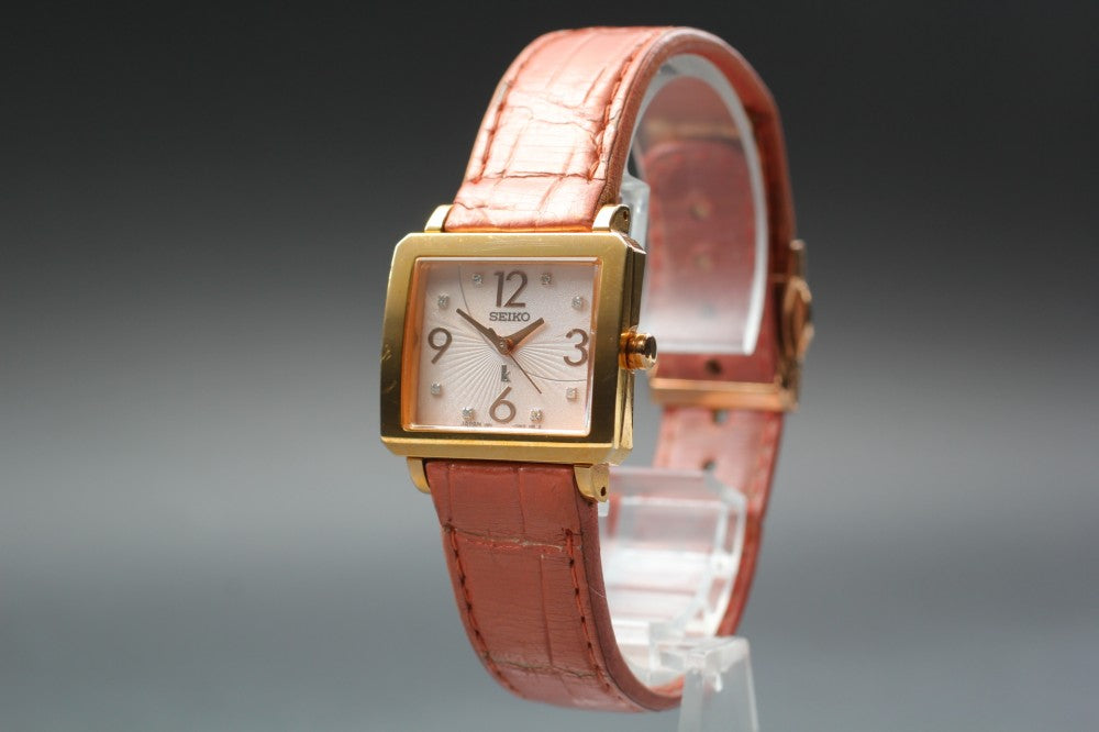 Near MINT SEIKO Lukia 1N01-0LZ0 Pink Solar 25mm Ladies Watch 1997