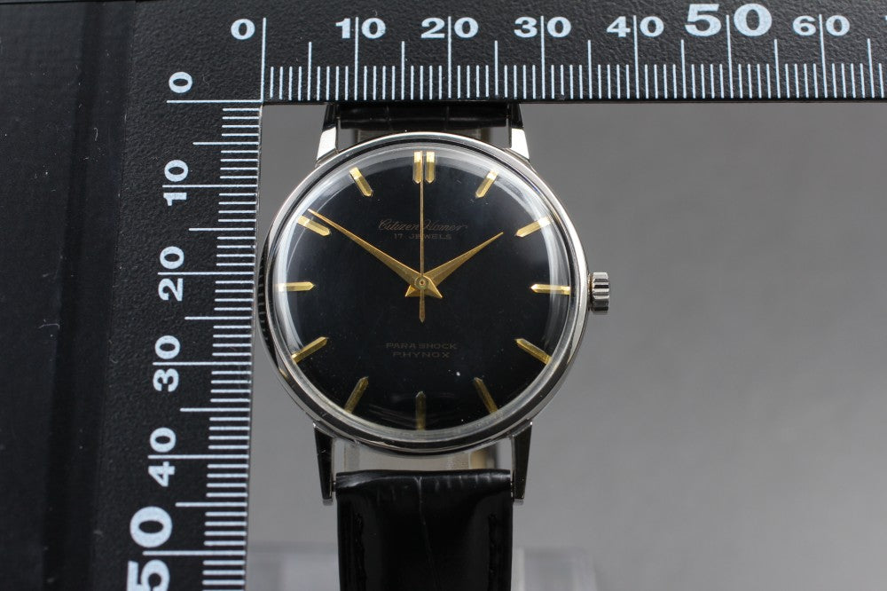 Near MINT CITIZEN Homer HR151301 Black Manual 35mm Men's Watch 1962