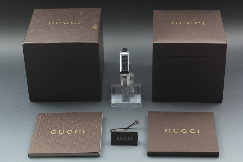 Near MINT GUCCI 127.5 Black Quartz 14mm Ladies Watch