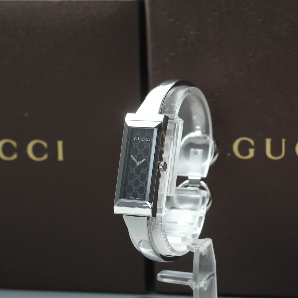 Near MINT GUCCI 127.5 Black Quartz 14mm Ladies Watch