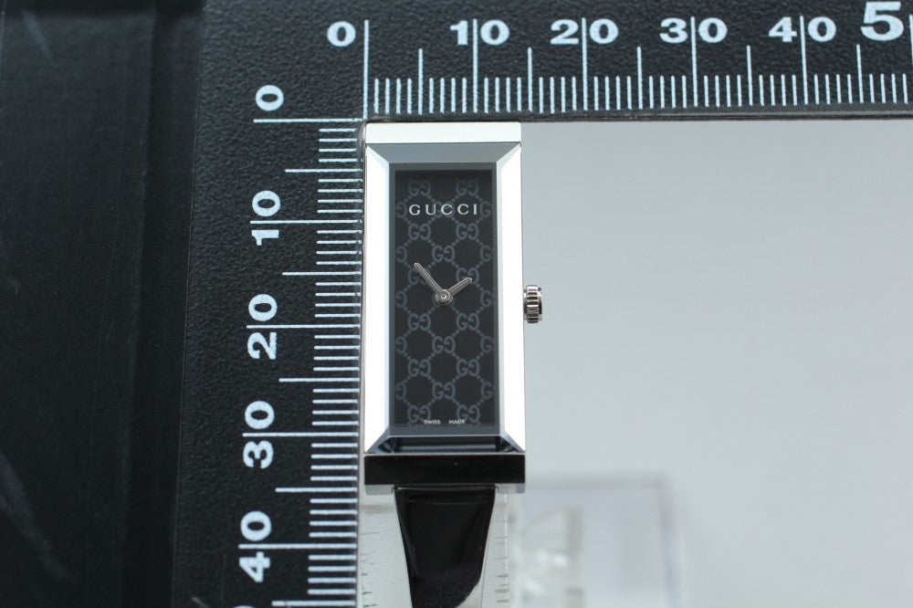 Near MINT GUCCI 127.5 Black Quartz 14mm Ladies Watch