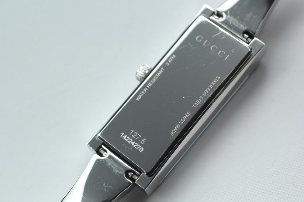 Near MINT GUCCI 127.5 Black Quartz 14mm Ladies Watch