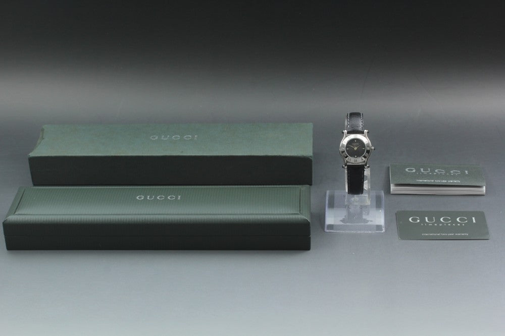Near MINT GUCCI 6500L Black Quartz 27mm Ladies Watch