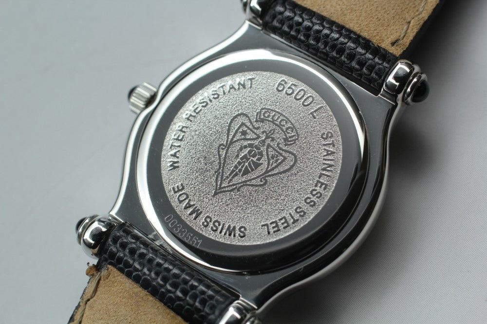 Near MINT GUCCI 6500L Black Quartz 27mm Ladies Watch