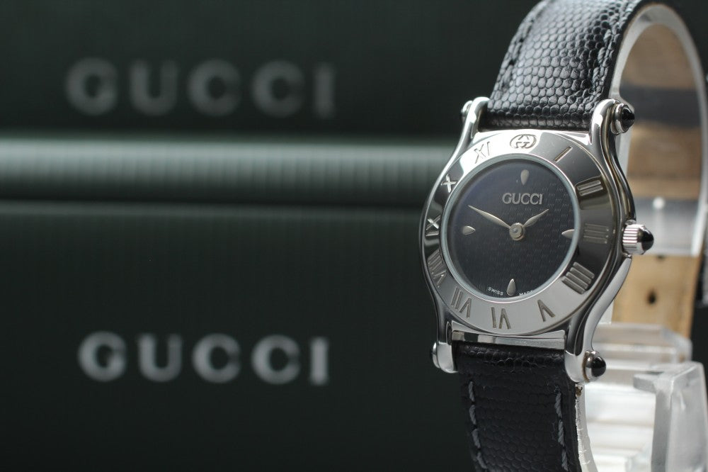 Near MINT GUCCI 6500L Black Quartz 27mm Ladies Watch