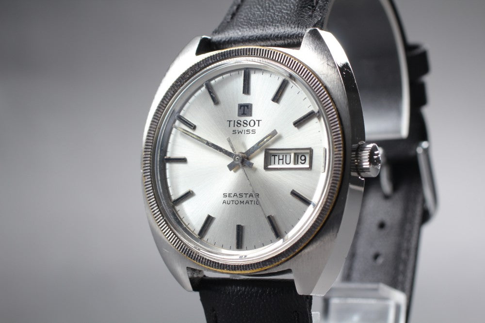 Near MINT TISSOT Seastar 46641-1 Silver Auto 37mm Men's Watch 1974