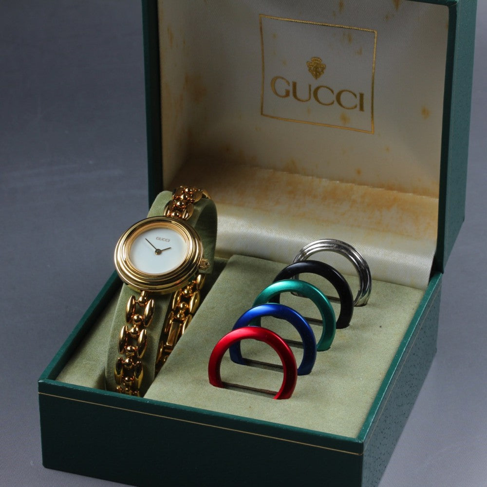 Near MINT GUCCI 11/12.2 White Quartz 26mm Ladies Watch