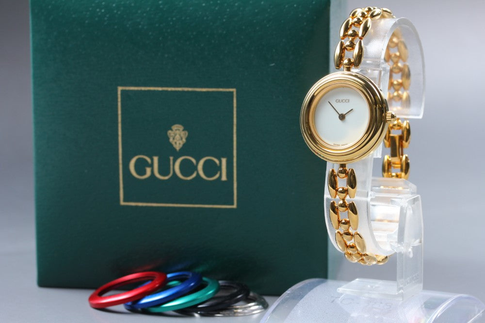 Near MINT GUCCI 11/12.2 White Quartz 26mm Ladies Watch
