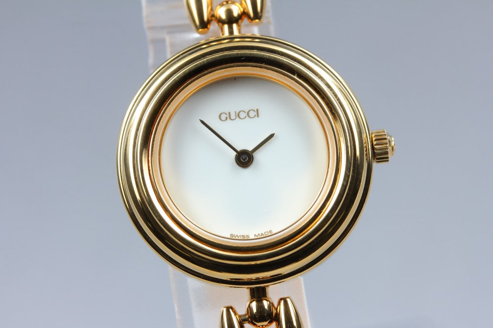 Near MINT GUCCI 11/12.2 White Quartz 26mm Ladies Watch