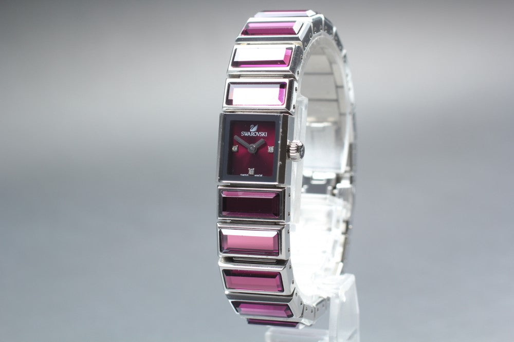Swarovski Baguette 999 986 Purple Quartz 15mm Ladies Watch
