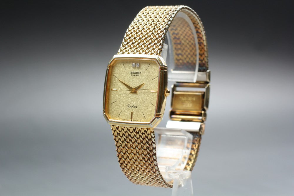 Near MINT SEIKO Dolce 9521-5210 Gold Quartz 26.8mm Men's Watch 1984