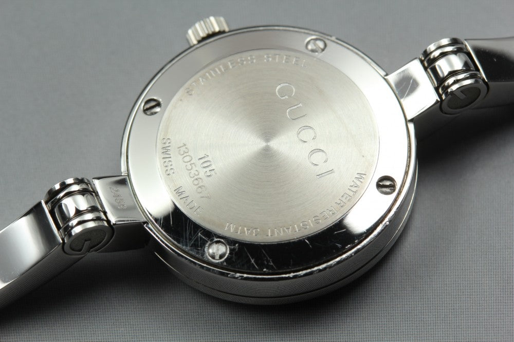 Near MINT GUCCI 105 White Quartz 25.5mm Ladies Watch