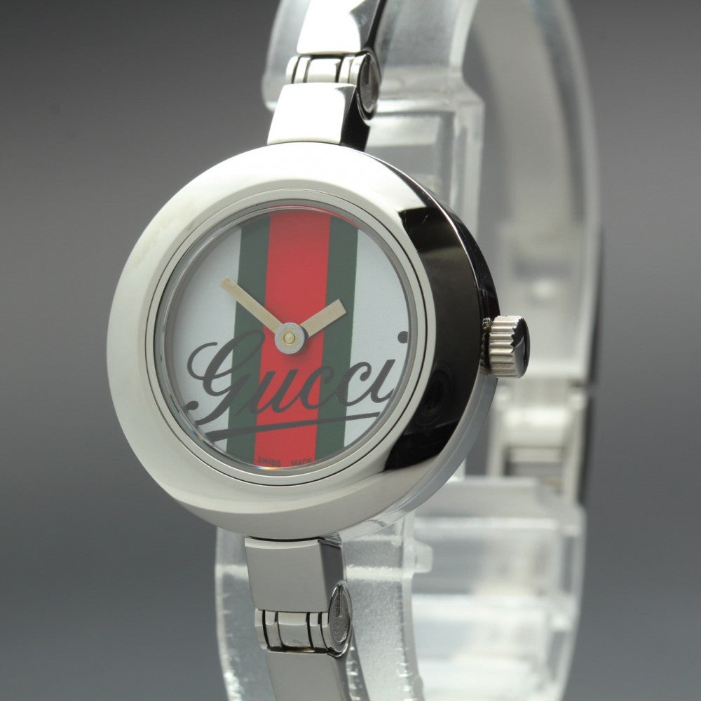 Near MINT GUCCI 105 White Quartz 25.5mm Ladies Watch
