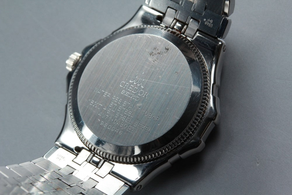 Near MINT SEIKO Credor 4M71-0A30 Navy Quartz 36mm Men's Watch