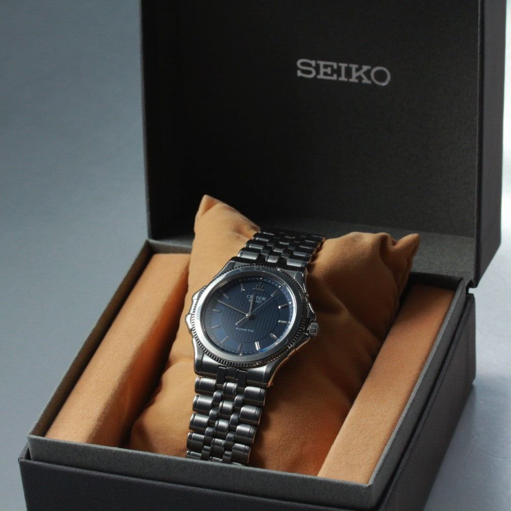 Near MINT SEIKO Credor 4M71-0A30 Navy Quartz 36mm Men's Watch