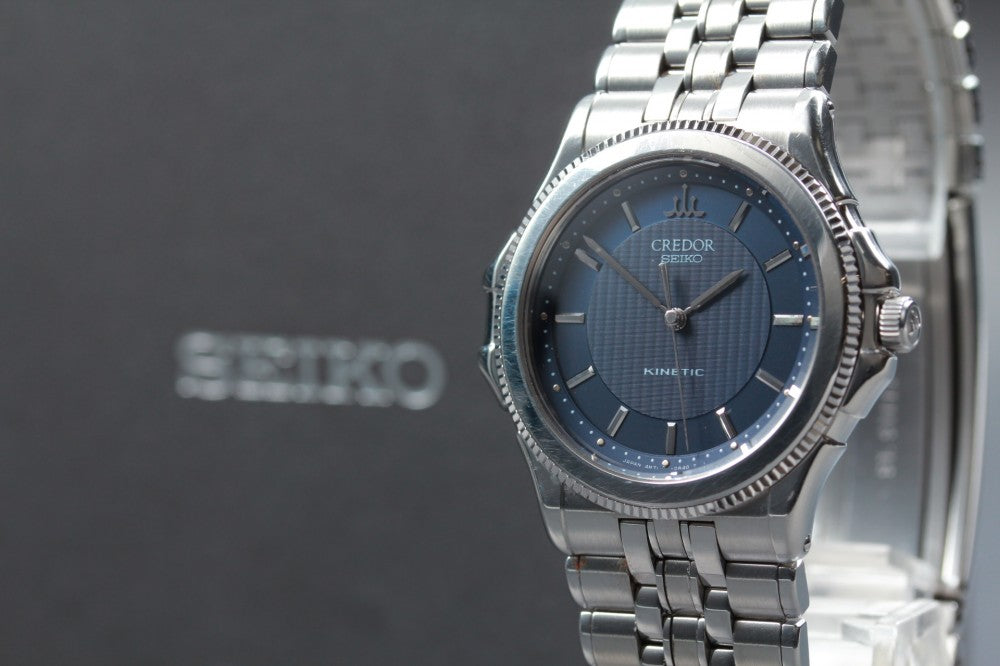 Near MINT SEIKO Credor 4M71-0A30 Navy Quartz 36mm Men's Watch