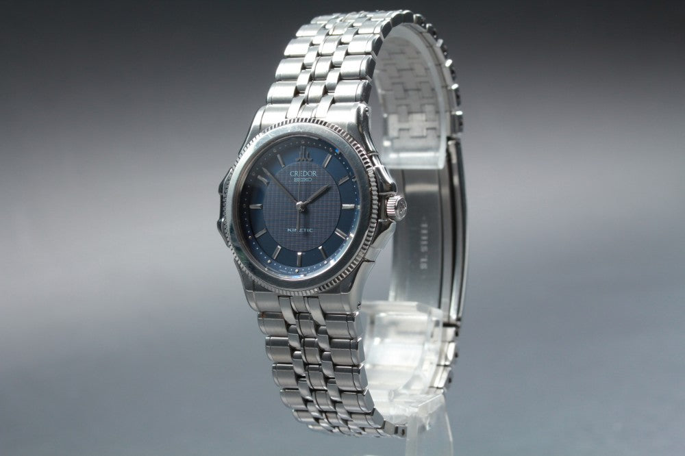 Near MINT SEIKO Credor 4M71-0A30 Navy Quartz 36mm Men's Watch