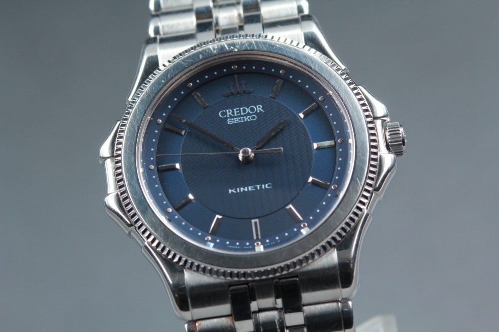 Near MINT SEIKO Credor 4M71-0A30 Navy Quartz 36mm Men's Watch