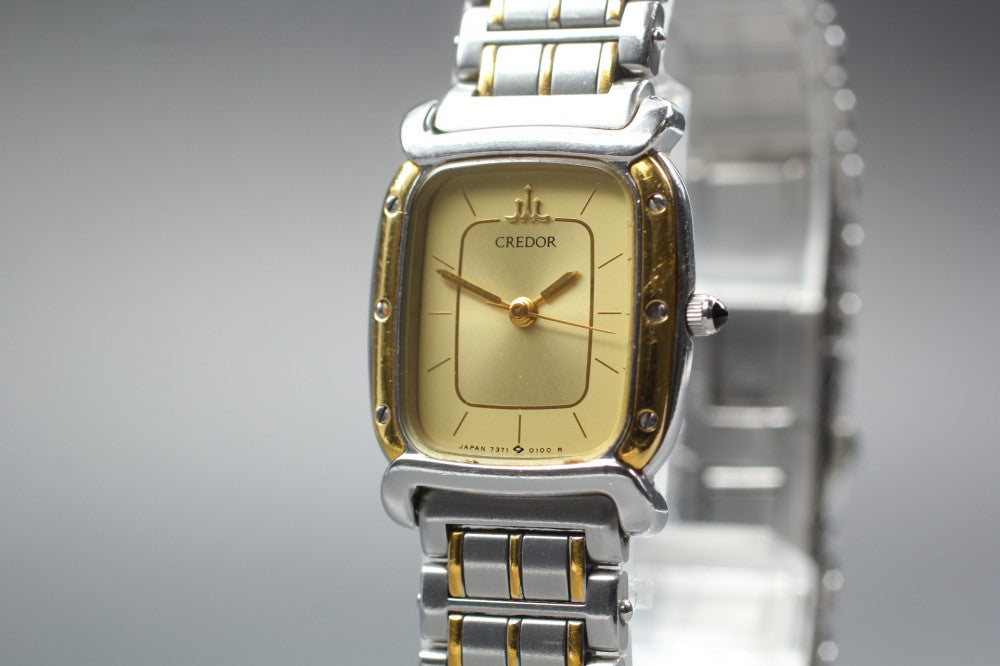 SEIKO Credor 7371-5010 Gold Quartz 20.5mm Ladies Watch 1987